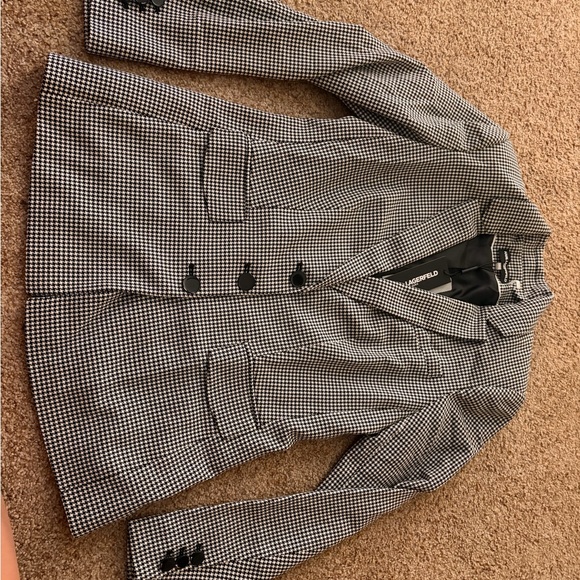 Karl Lagerfeld Monochrome Houndstooth Jacket - Picture 2 of 3